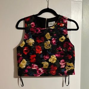 Eliza J Faille Watercolor Floral Crop Top